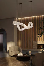 Streamlined Alabaster Linear And Curved Chandelier