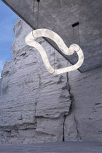 Streamlined Alabaster Linear And Curved Chandelier