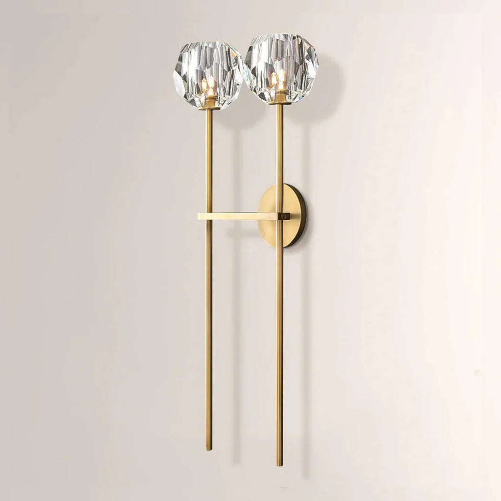 Faceted Crystal Brass Wall Sconce by Bling Lighting Studio