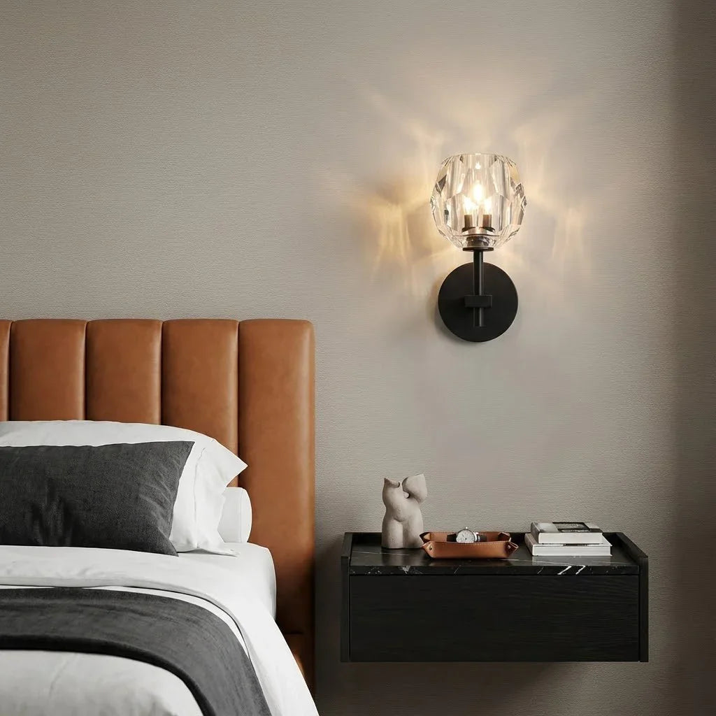 Faceted Crystal Brass Wall Sconce by Bling Lighting Studio