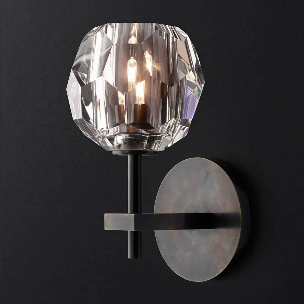 Faceted Crystal Brass Wall Sconce by Bling Lighting Studio
