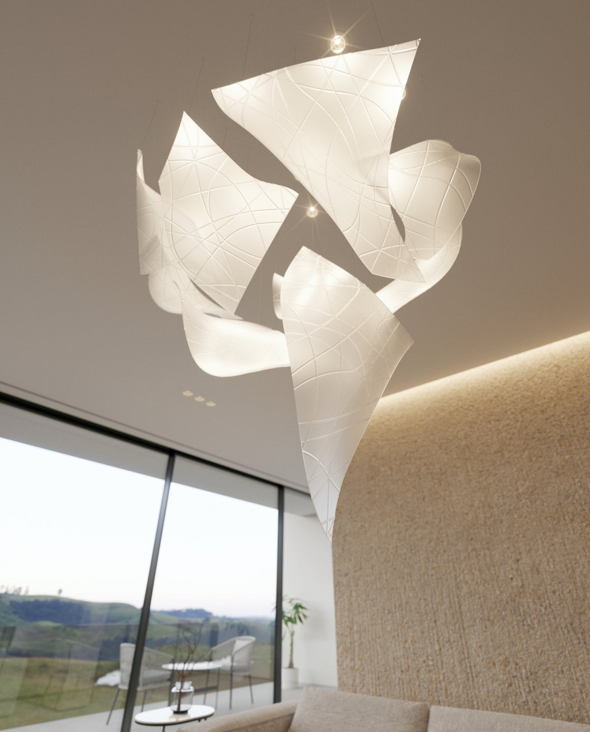 Thawflux Chandelier chandelier in a tall interior