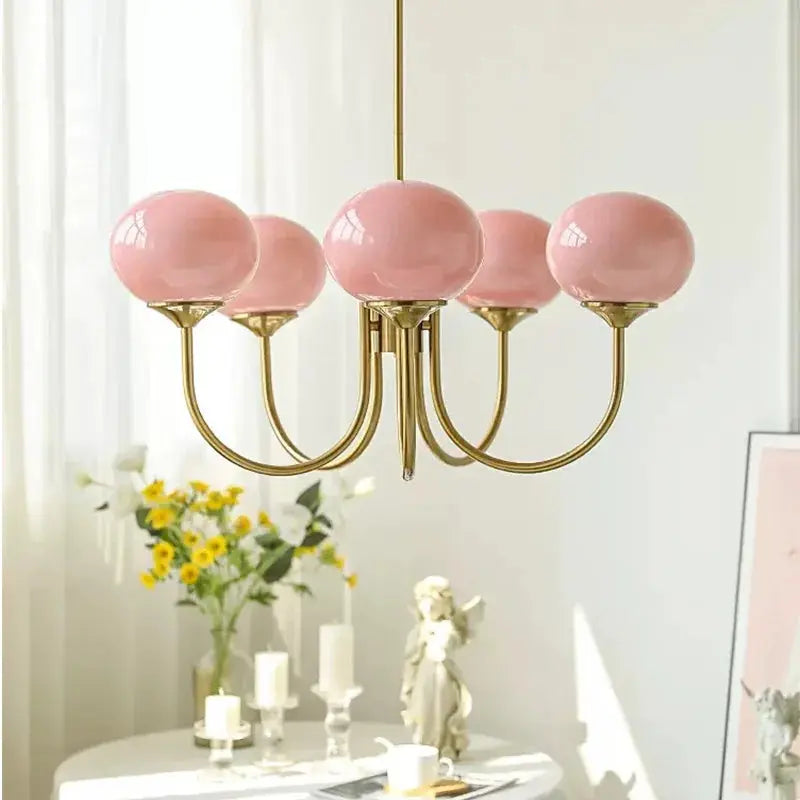 Bubble Pink Glass Marshmallow Chandelier - Bling Lighting Studio