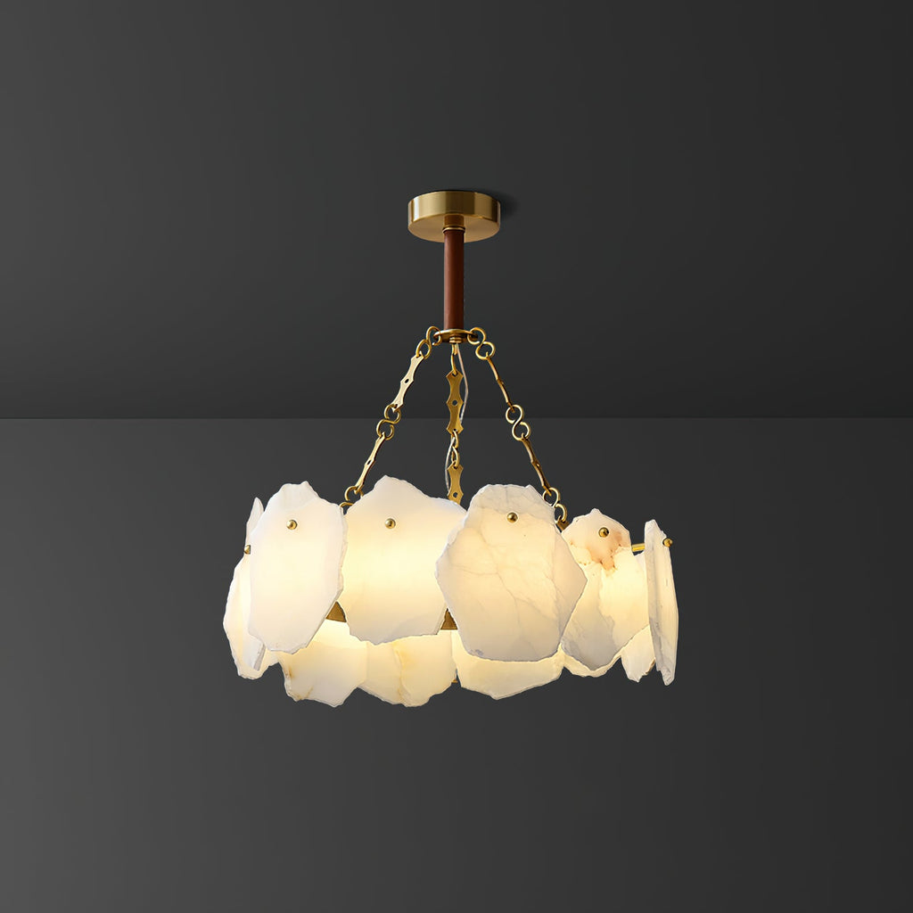 Burton Marble Round Chandelier with brass frame and marble shades by Bling Lighting Studio - view 26
