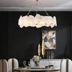 Burton Marble Round Chandelier with brass frame and marble shades by Bling Lighting Studio - view 9