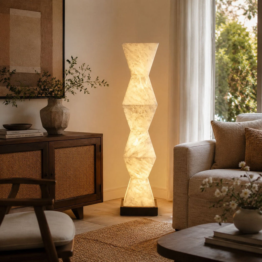 Cairn Alabaster Floor Lamp by Bling Lighting Studio