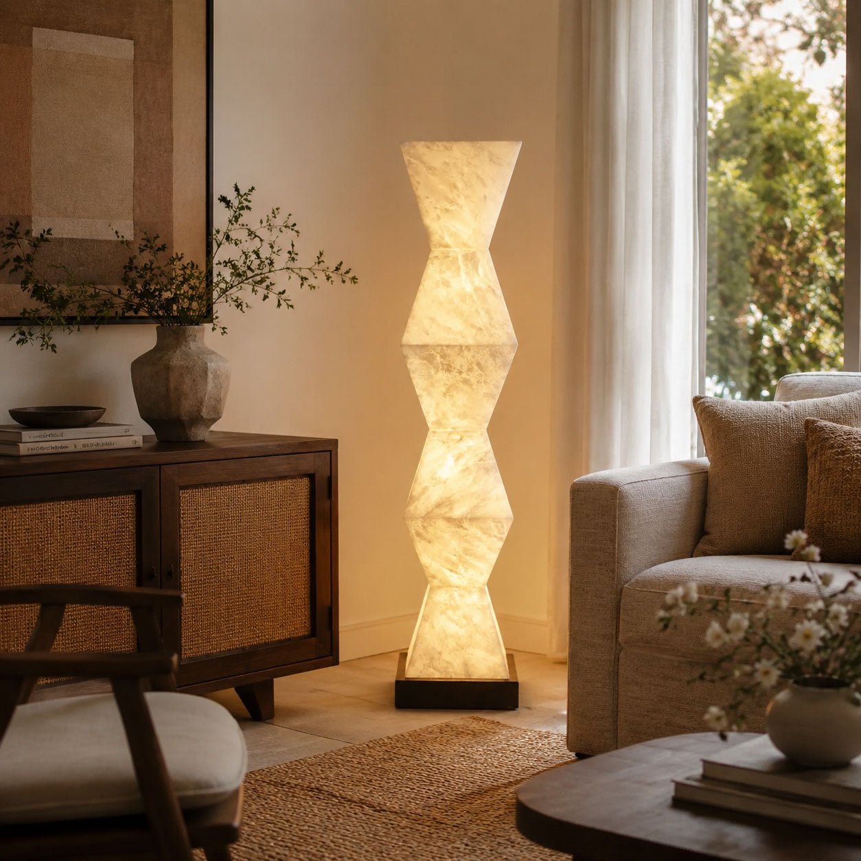 Cairn Alabaster Floor Lamp by Bling Lighting Studio