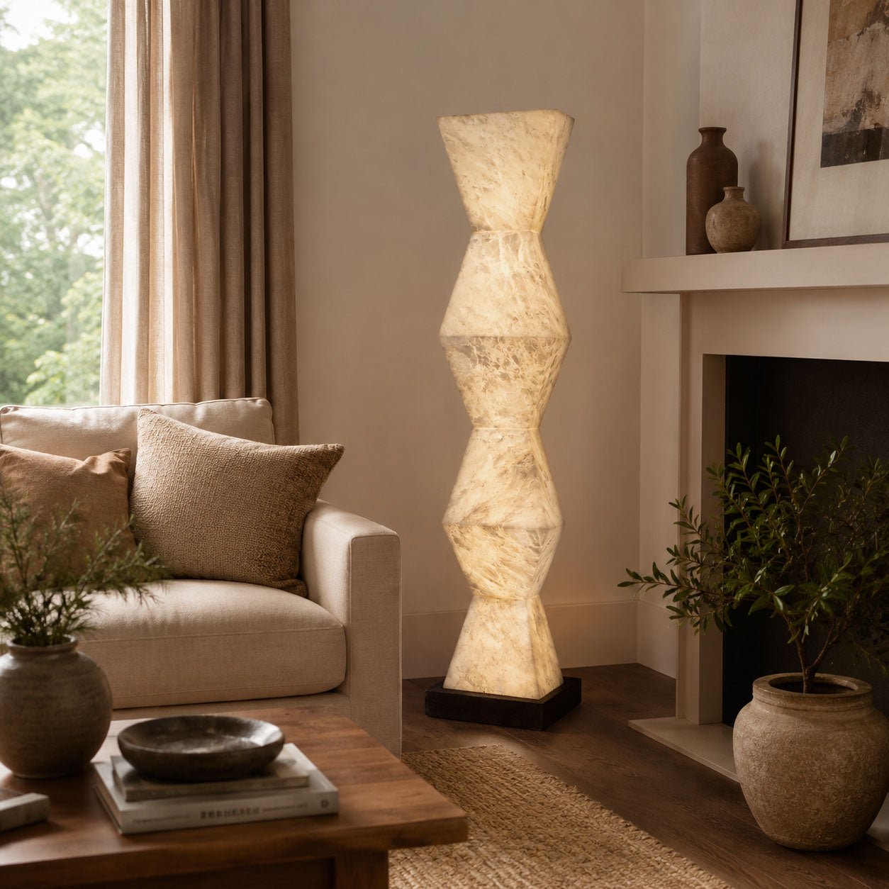 Cairn Alabaster Floor Lamp by Bling Lighting Studio