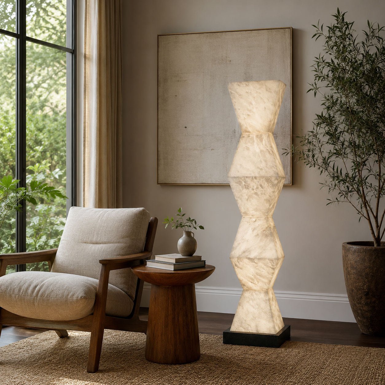 Cairn Alabaster Floor Lamp by Bling Lighting Studio
