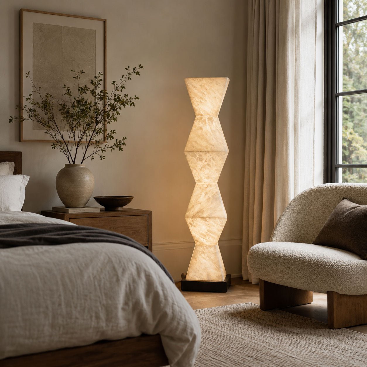 Cairn Alabaster Floor Lamp by Bling Lighting Studio