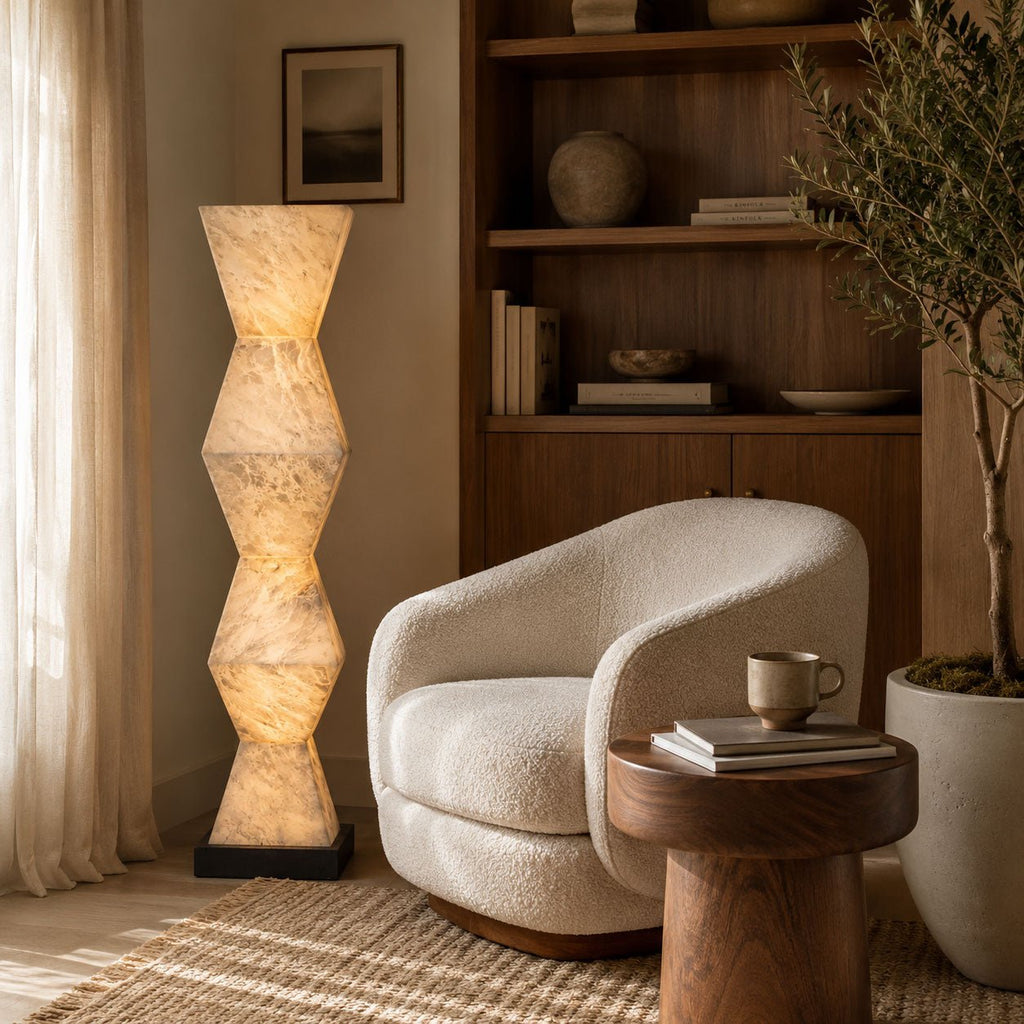 Cairn Alabaster Floor Lamp by Bling Lighting Studio
