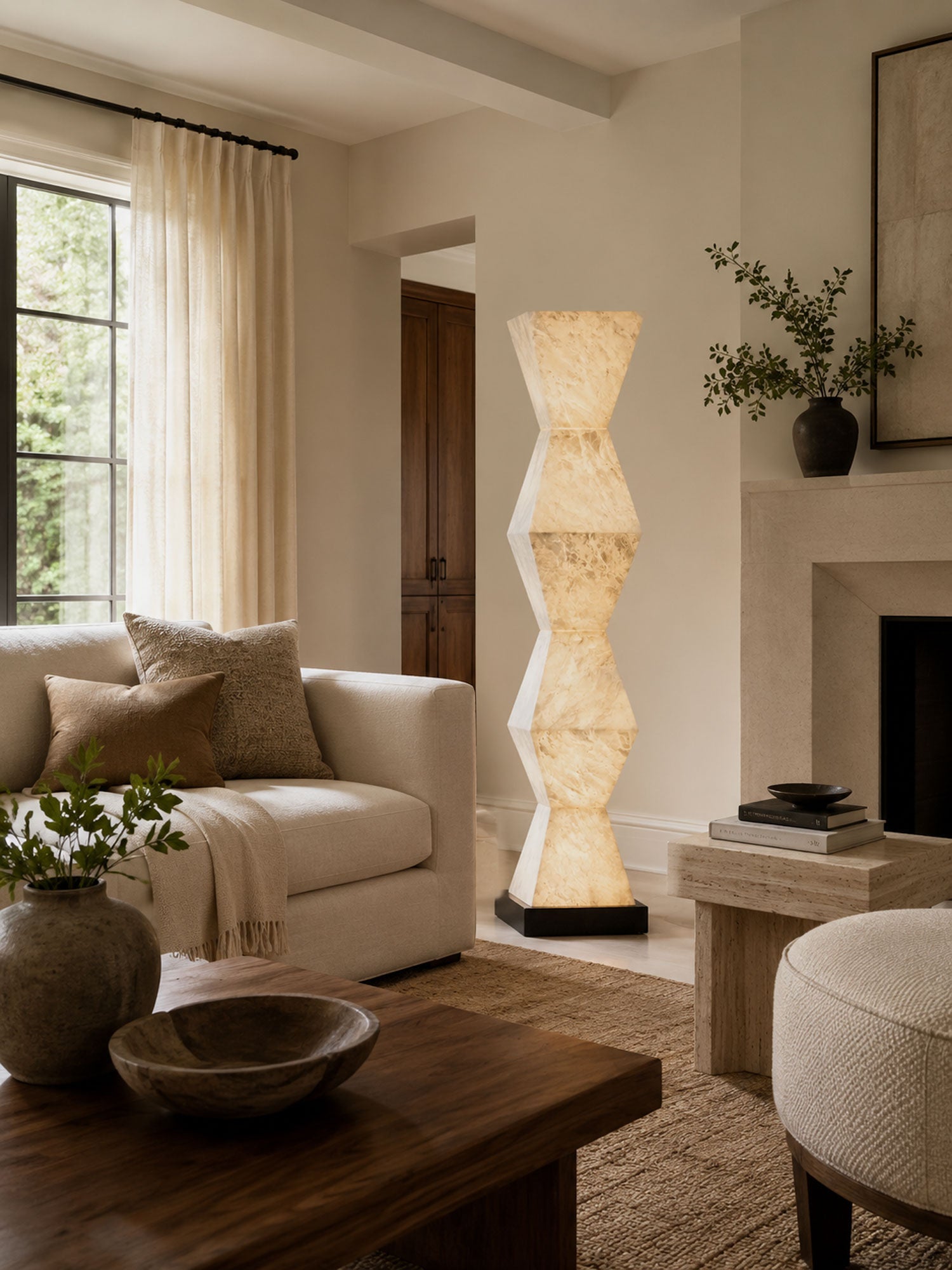 Cairn Alabaster Floor Lamp by Bling Lighting Studio