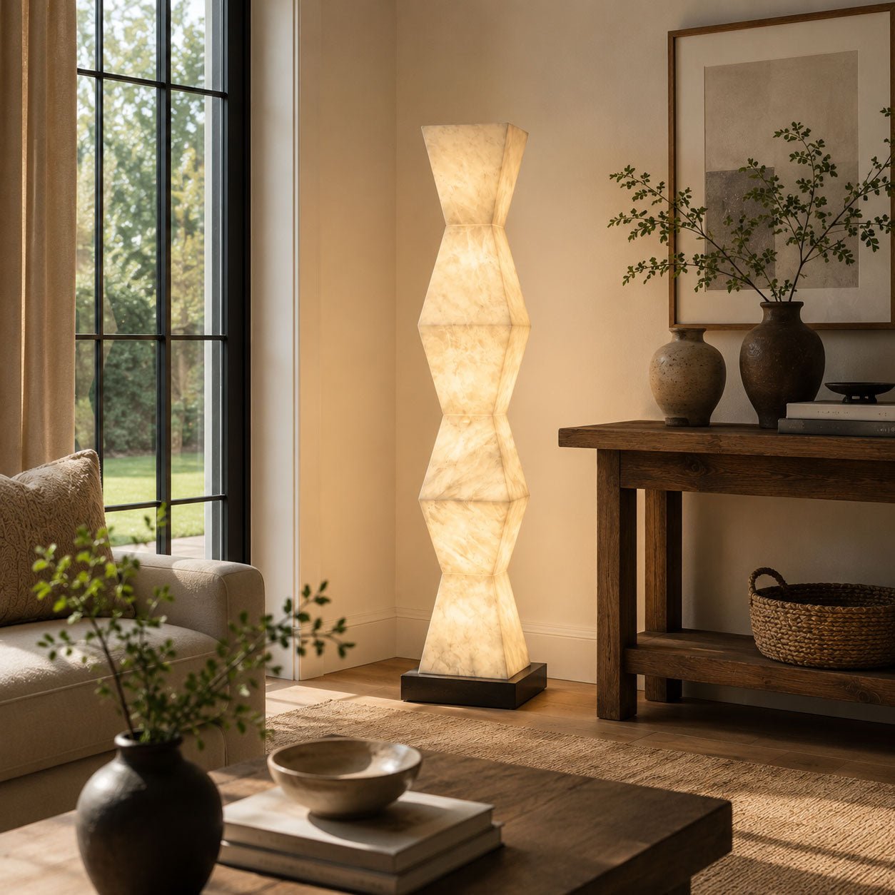 Cairn Alabaster Floor Lamp by Bling Lighting Studio