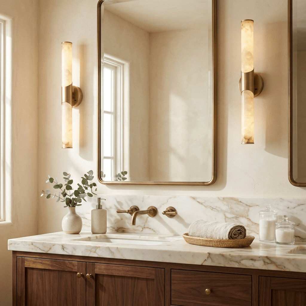 Calcedonia Alabaster Tube Wall Sconce by Bling Lighting Studio