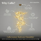 Calla Luxury Staircase Chandelier for high ceiling staircase and foyer lighting