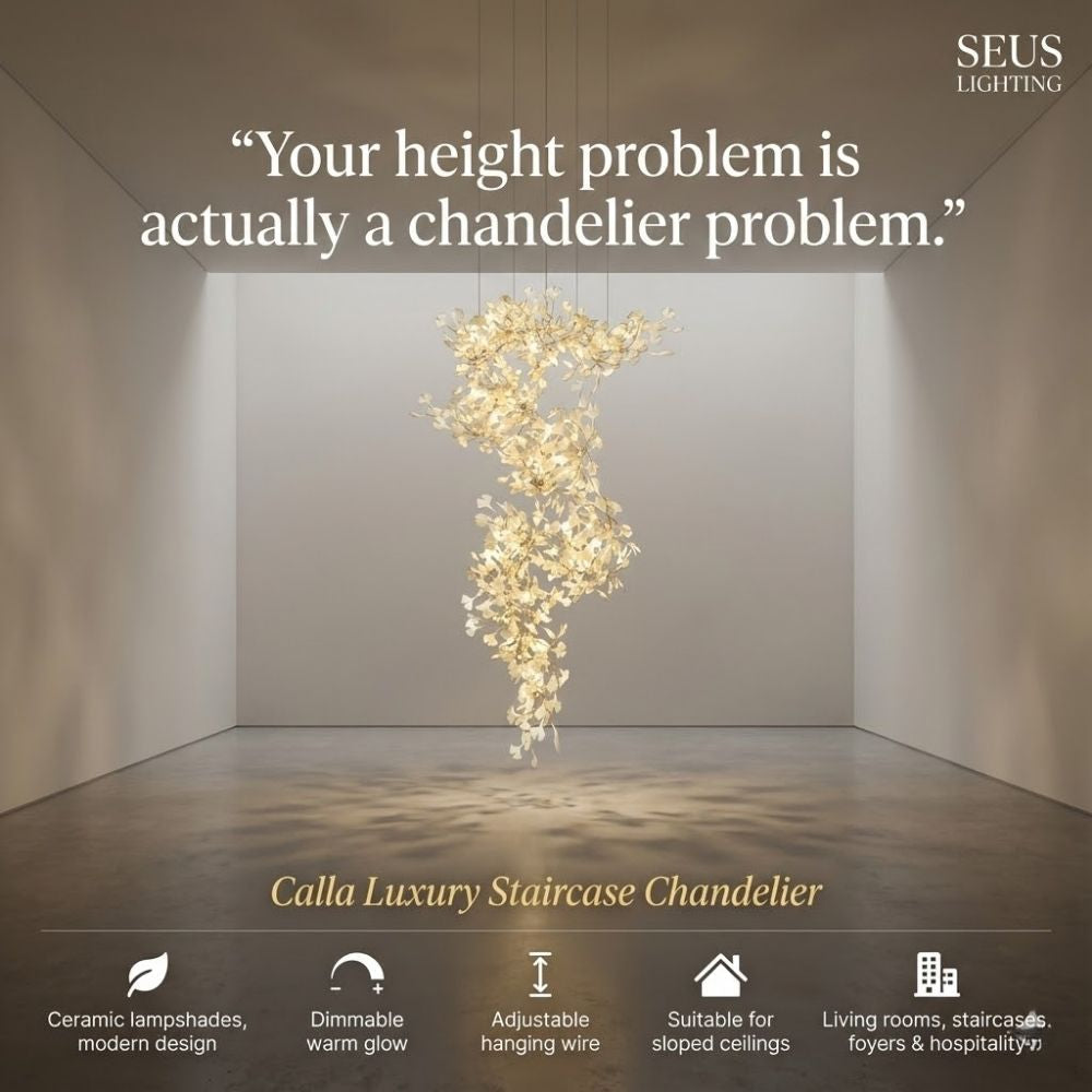 Calla Luxury Staircase Chandelier for high ceiling staircase and foyer lighting