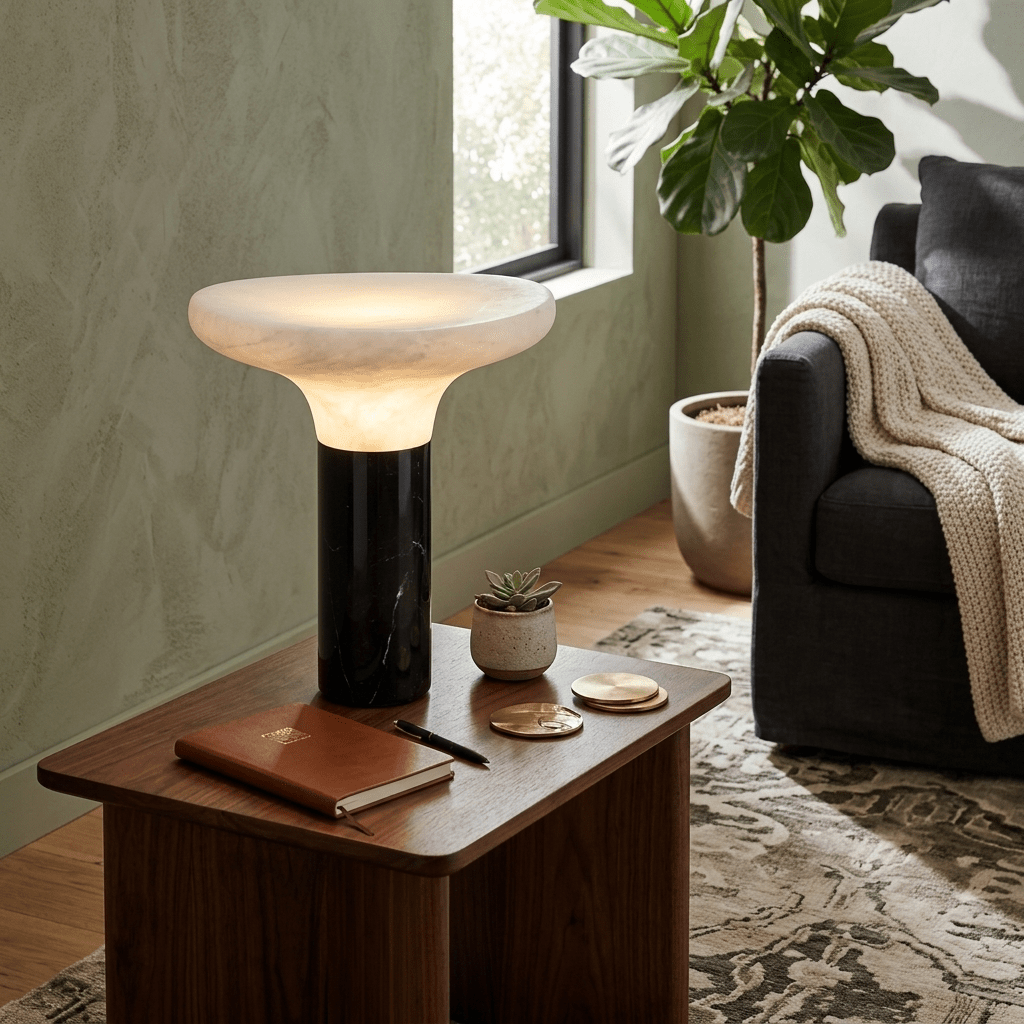 Cap Alabaster Table Lamp by Bling Lighting Studio