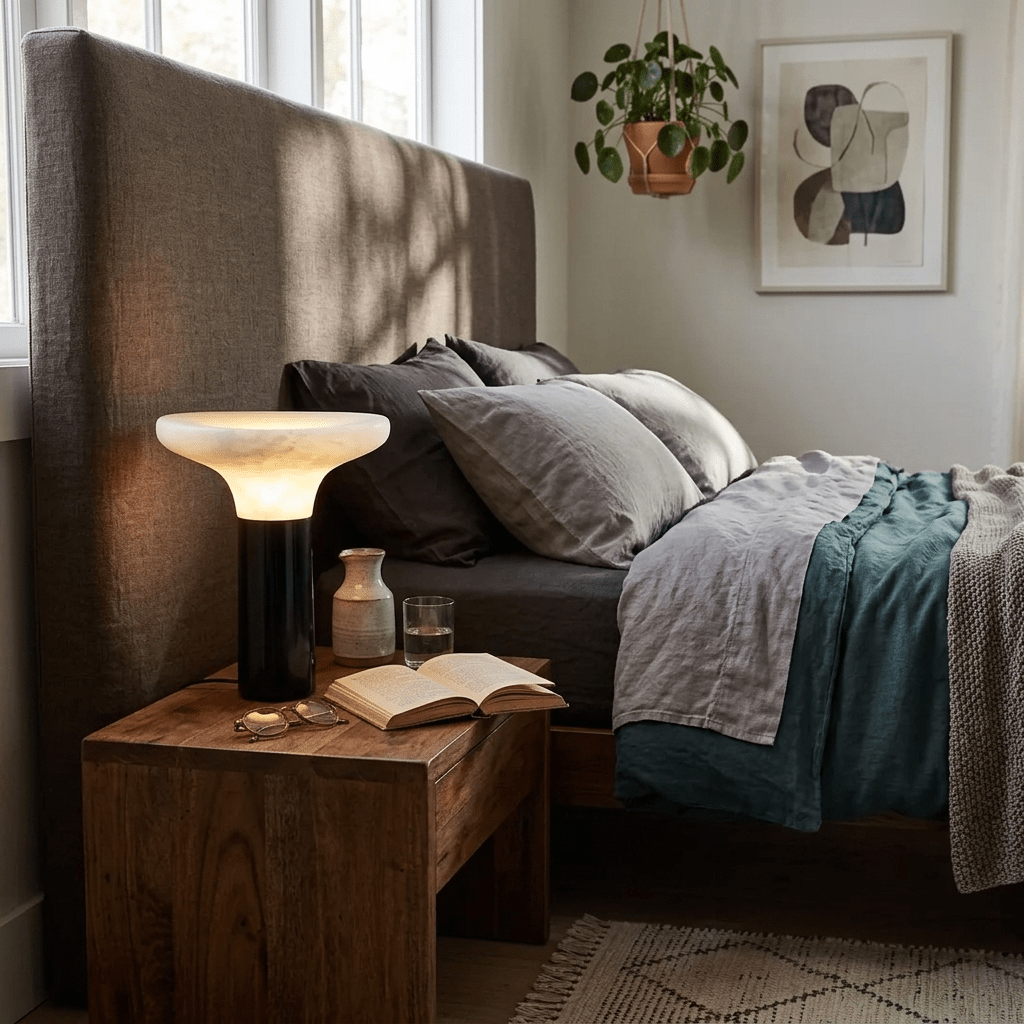 Cap Alabaster Table Lamp by Bling Lighting Studio