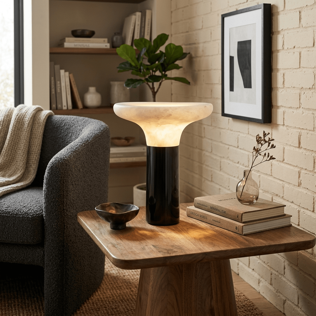 Cap Alabaster Table Lamp by Bling Lighting Studio