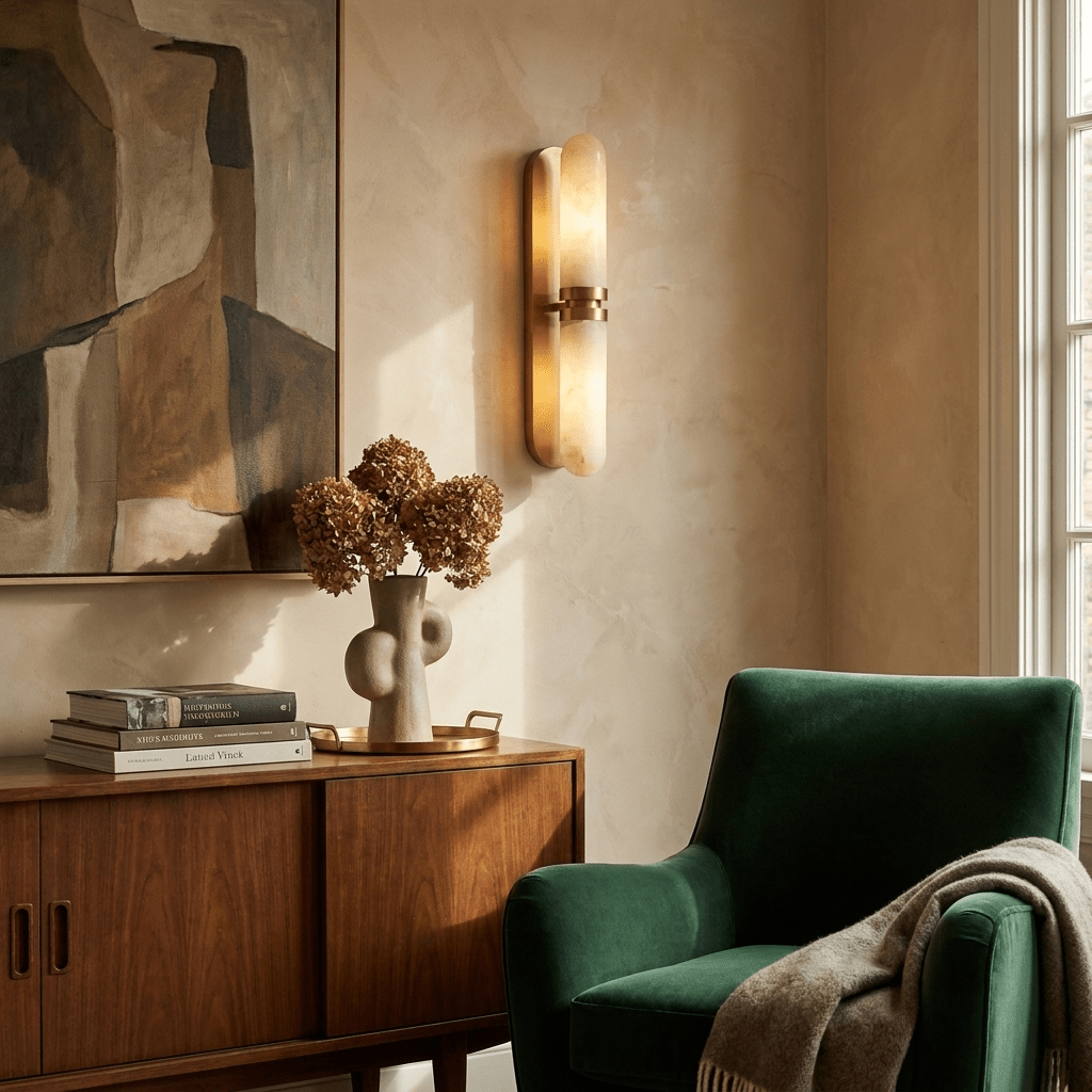Capsula Alabaster Wall Sconce by Bling Lighting Studio