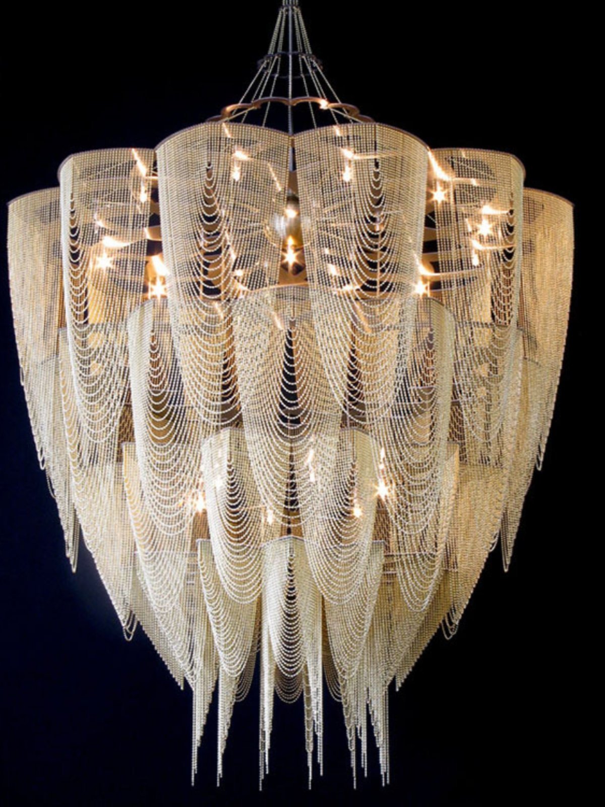 Cascade Aluminum Chain Chandelier by Bling Lighting Studio