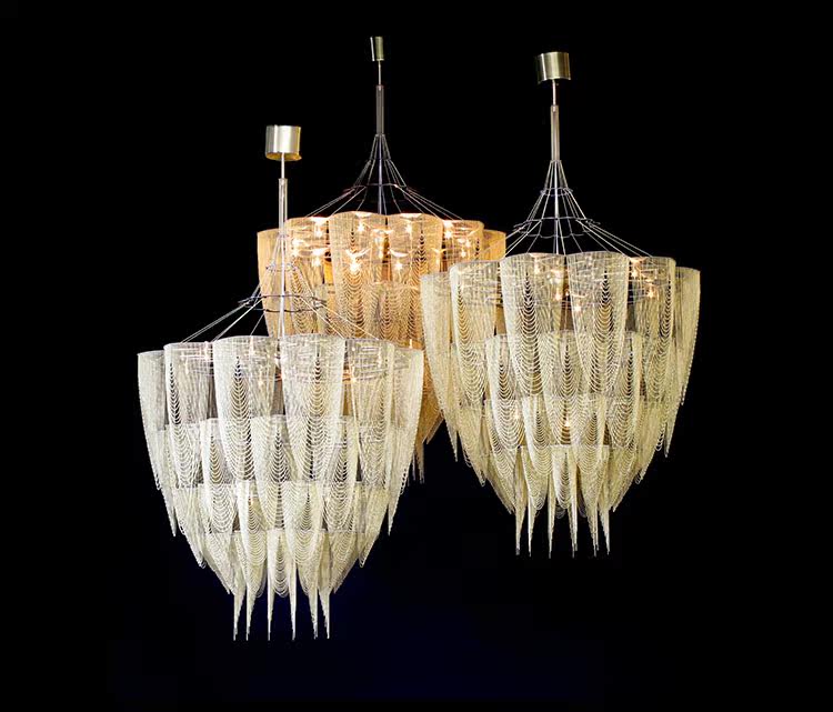Cascade Aluminum Chain Chandelier by Bling Lighting Studio