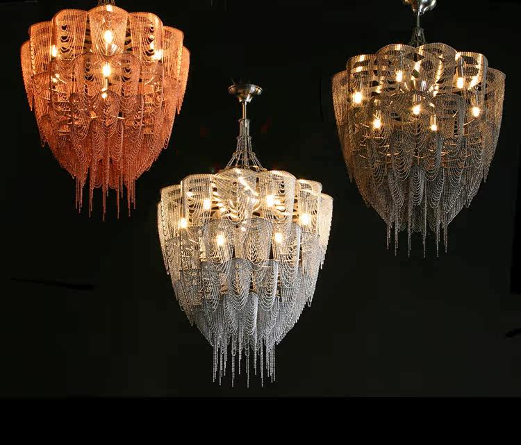 Cascade Aluminum Chain Chandelier by Bling Lighting Studio