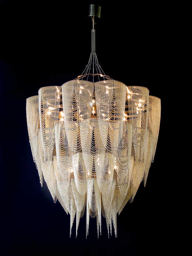 Cascade Aluminum Chain Chandelier by Bling Lighting Studio