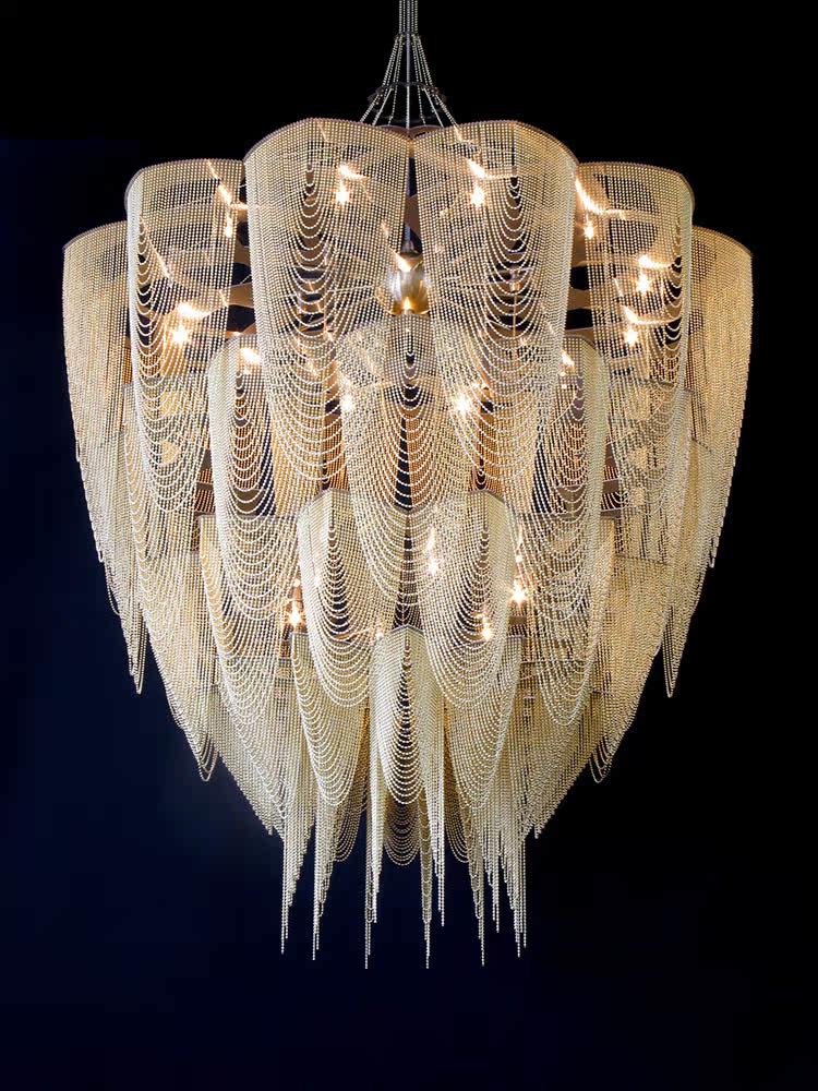 Cascade Aluminum Chain Chandelier by Bling Lighting Studio