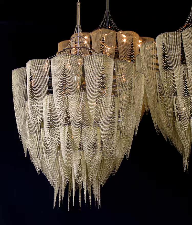 Cascade Aluminum Chain Chandelier by Bling Lighting Studio