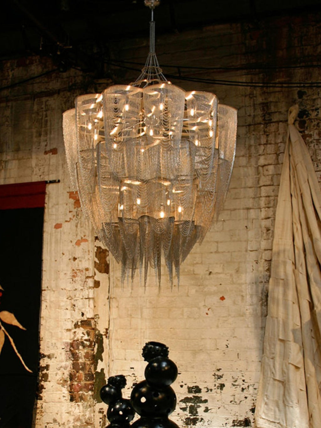 Cascade Aluminum Chain Chandelier by Bling Lighting Studio