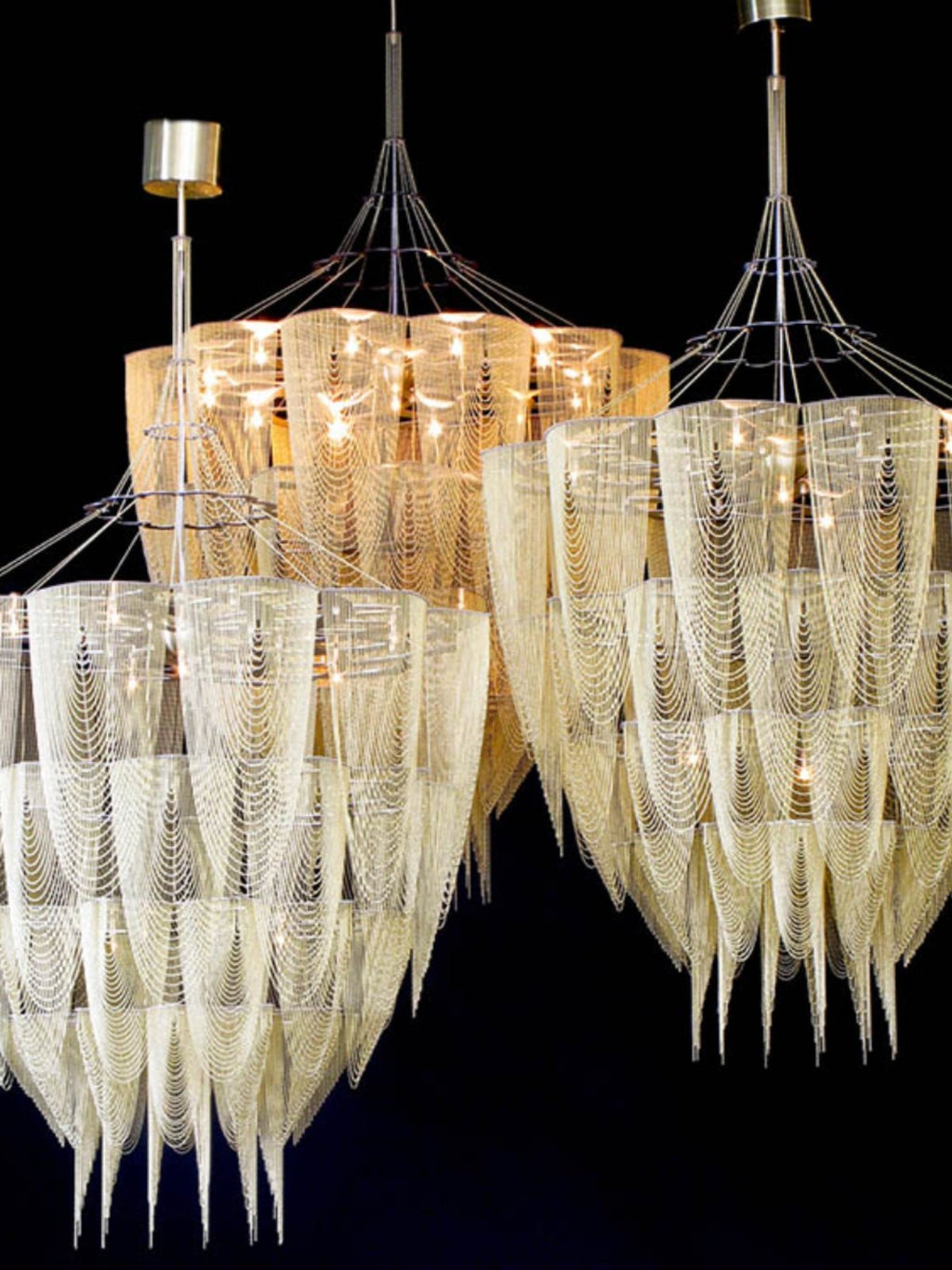 Cascade Aluminum Chain Chandelier by Bling Lighting Studio