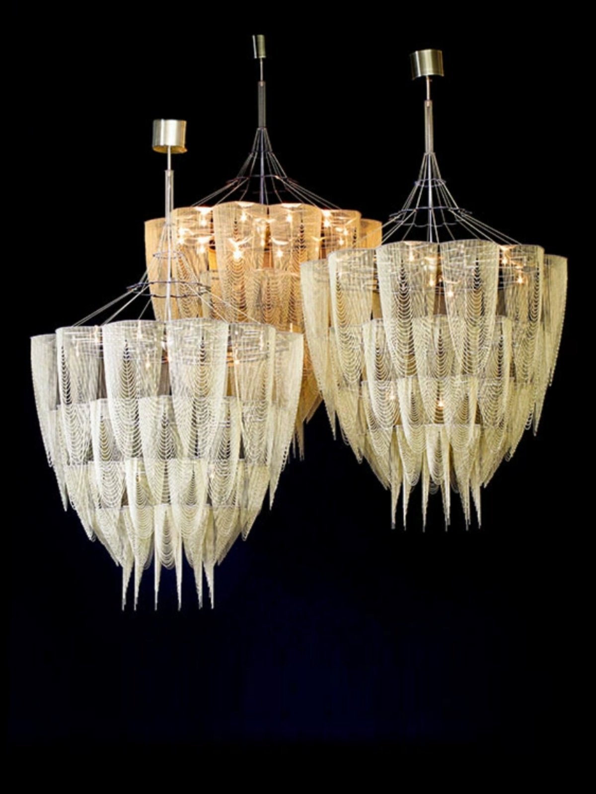 Cascade Aluminum Chain Chandelier by Bling Lighting Studio