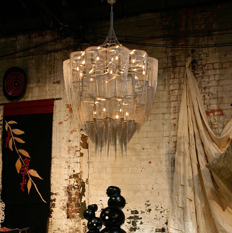 Cascade Aluminum Chain Chandelier by Bling Lighting Studio