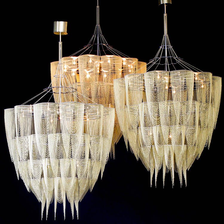 Cascade Aluminum Chain Chandelier by Bling Lighting Studio