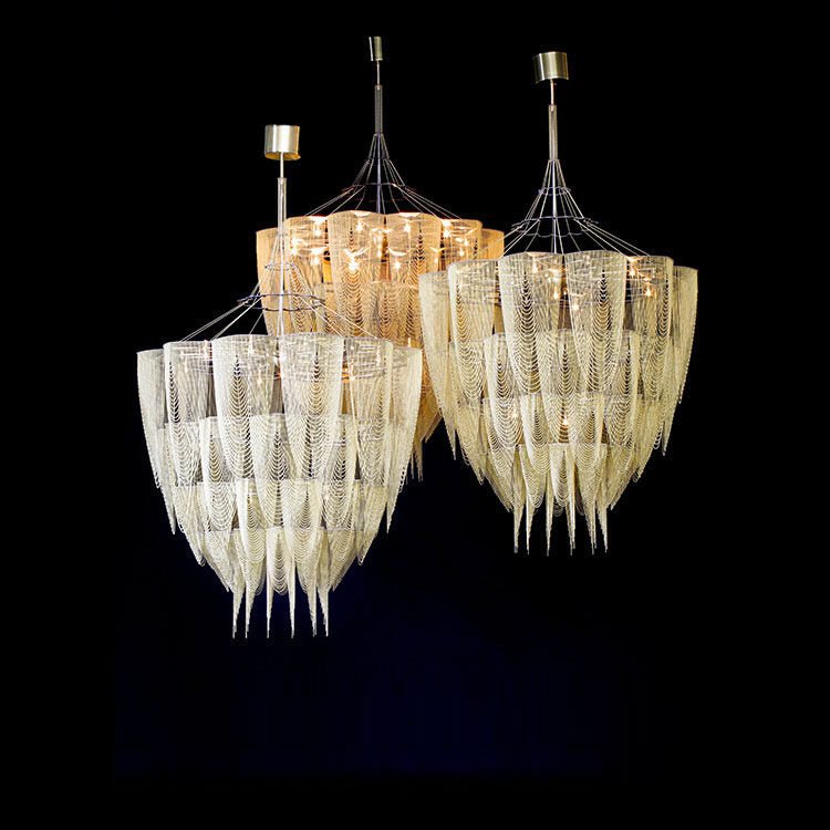 Cascade Aluminum Chain Chandelier by Bling Lighting Studio