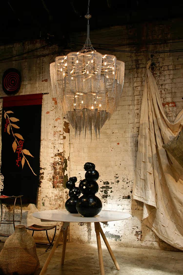 Cascade Aluminum Chain Chandelier by Bling Lighting Studio