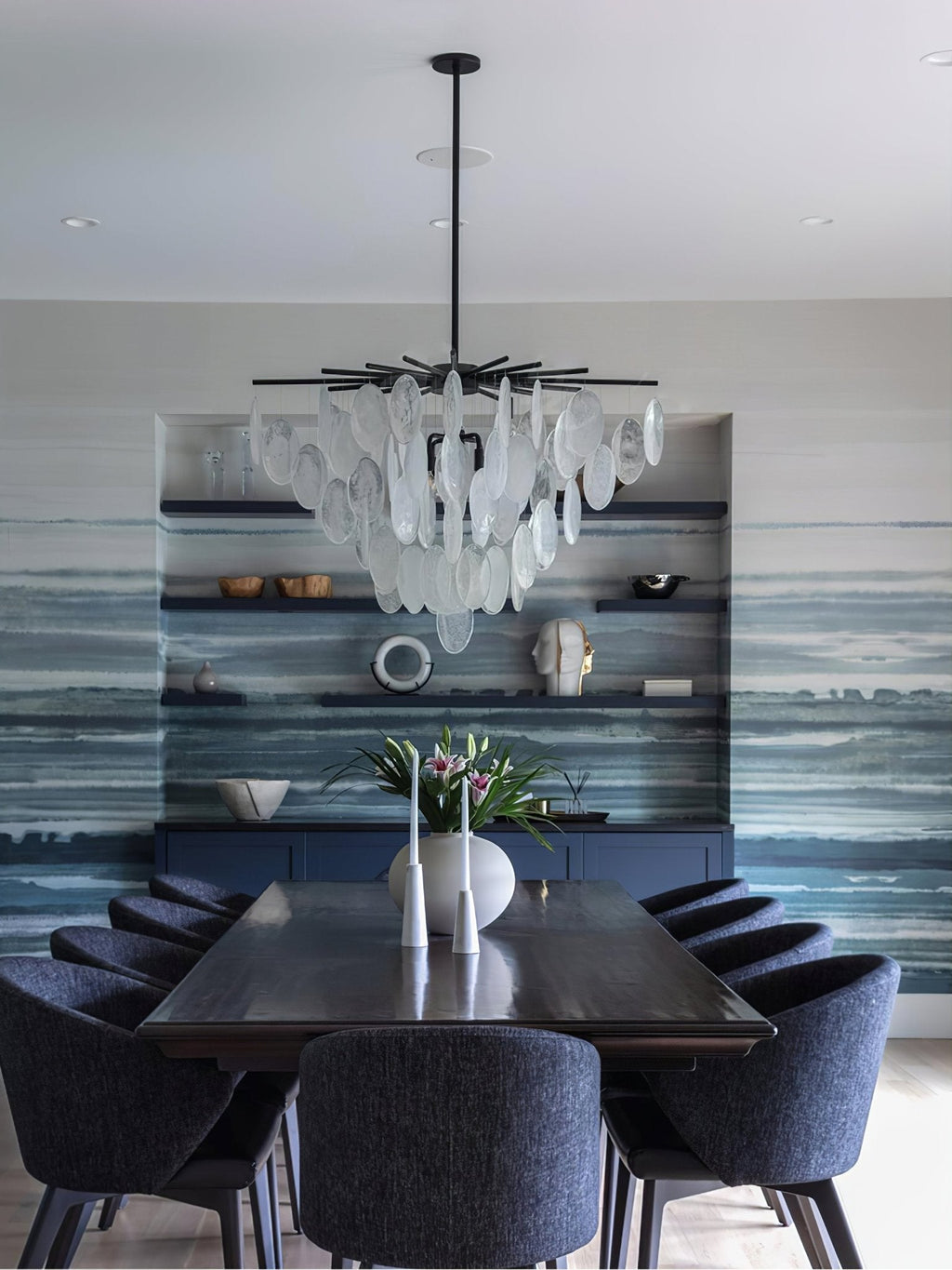 Luxury Cascading Selenite Disc Chandelier by Bling Lighting Studio