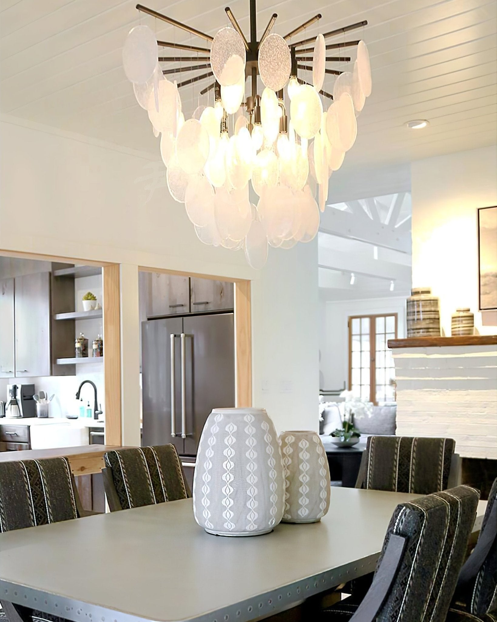 Luxury Cascading Selenite Disc Chandelier by Bling Lighting Studio