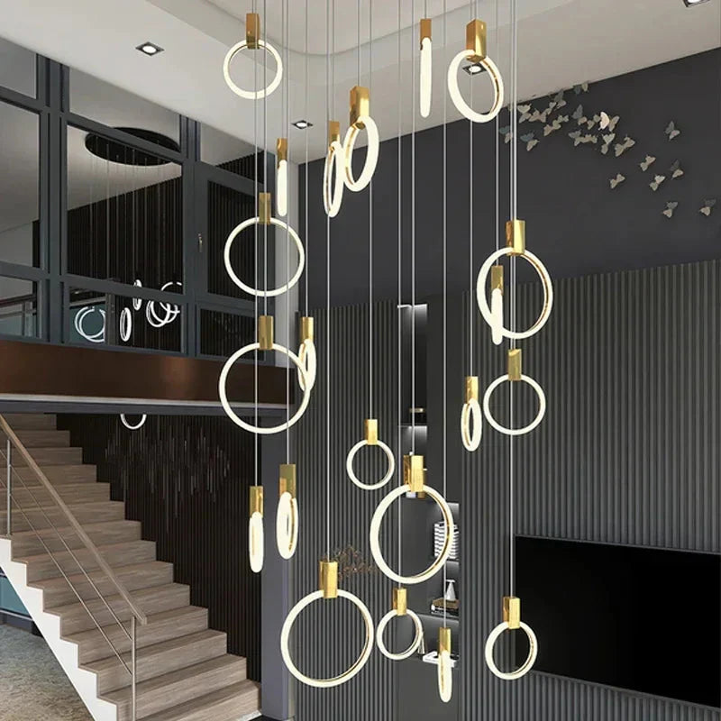 Cedi Led Staircase Chandelier for high ceiling staircase and foyer lighting