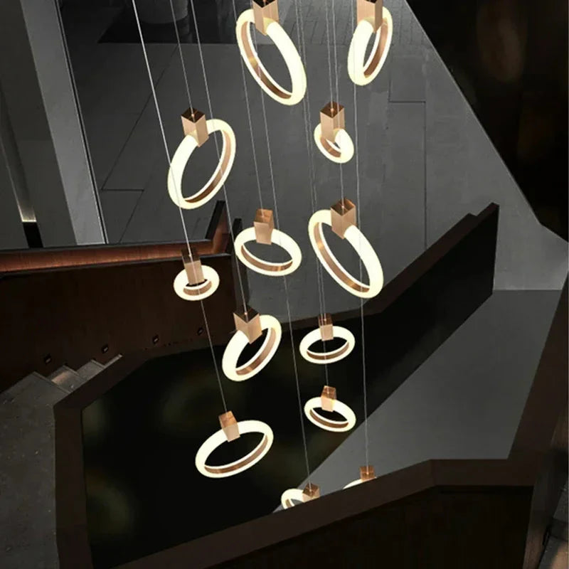 Cedi Led Staircase Chandelier for high ceiling staircase and foyer lighting