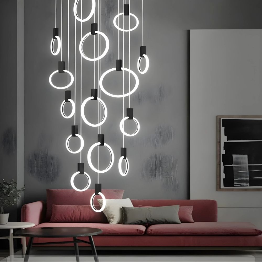 Cedi Led Staircase Chandelier for high ceiling staircase and foyer lighting