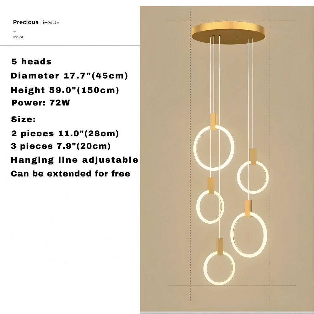 Cedi Led Staircase Chandelier for high ceiling staircase and foyer lighting