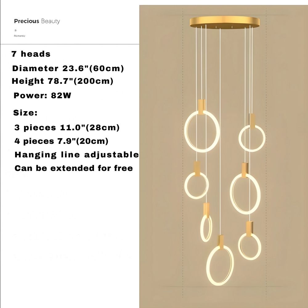 Cedi Led Staircase Chandelier for high ceiling staircase and foyer lighting