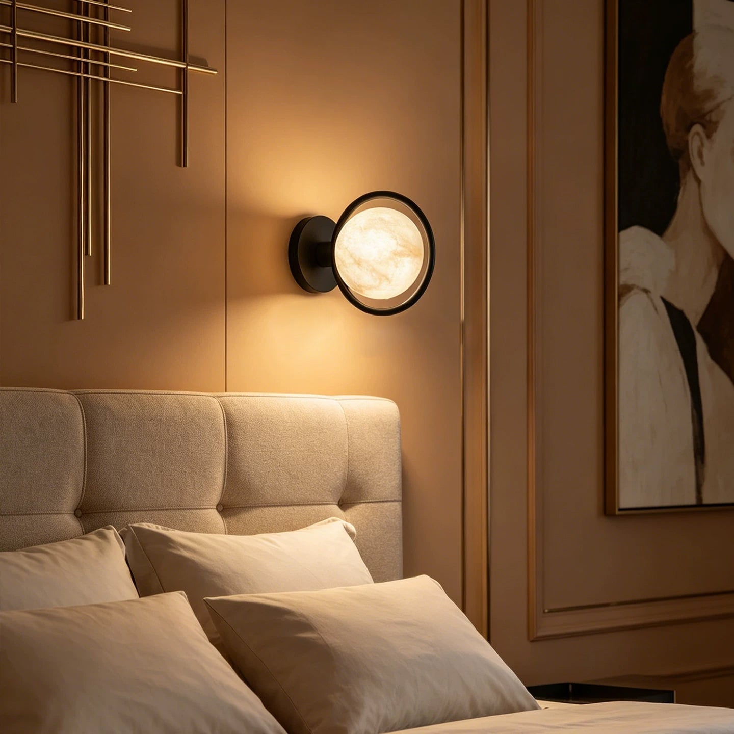 Celestial Ring Alabaster Wall Lamp by Bling Lighting Studio