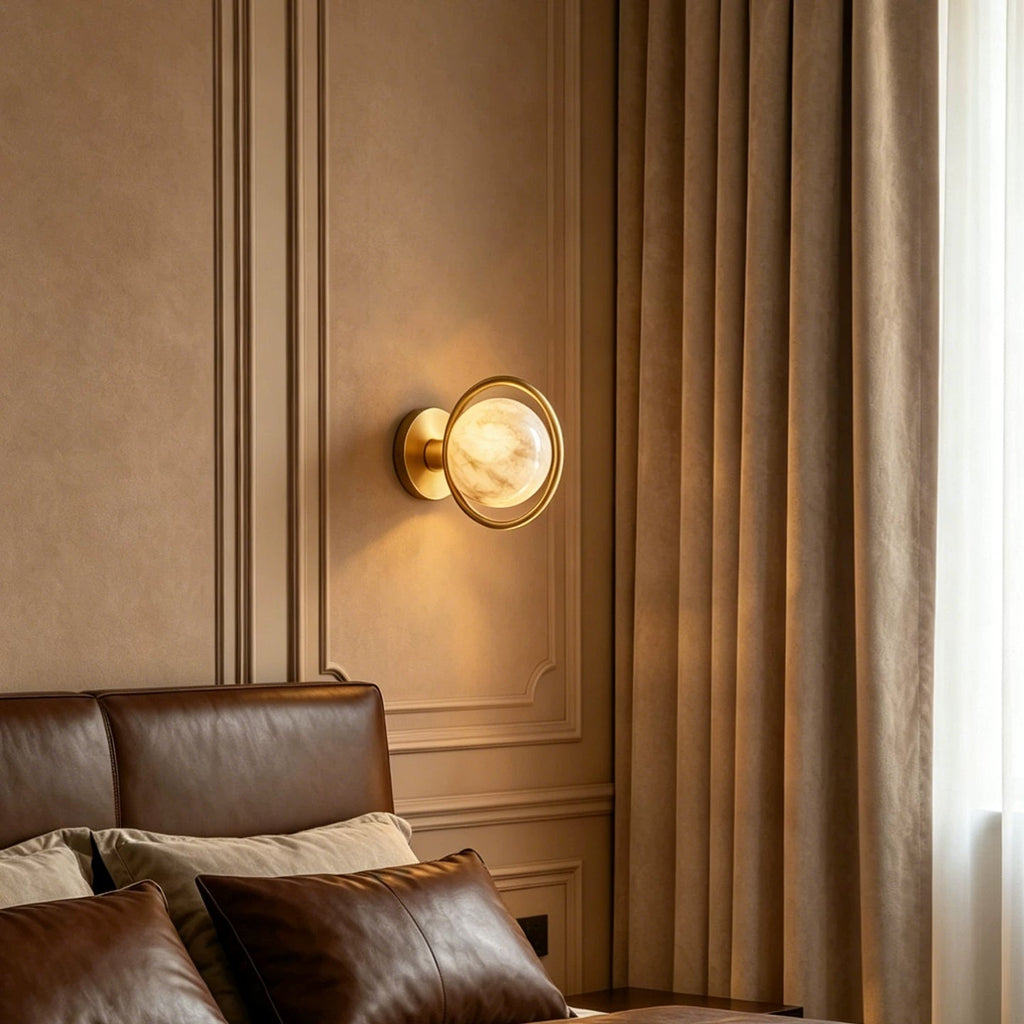 Celestial Ring Alabaster Wall Lamp by Bling Lighting Studio