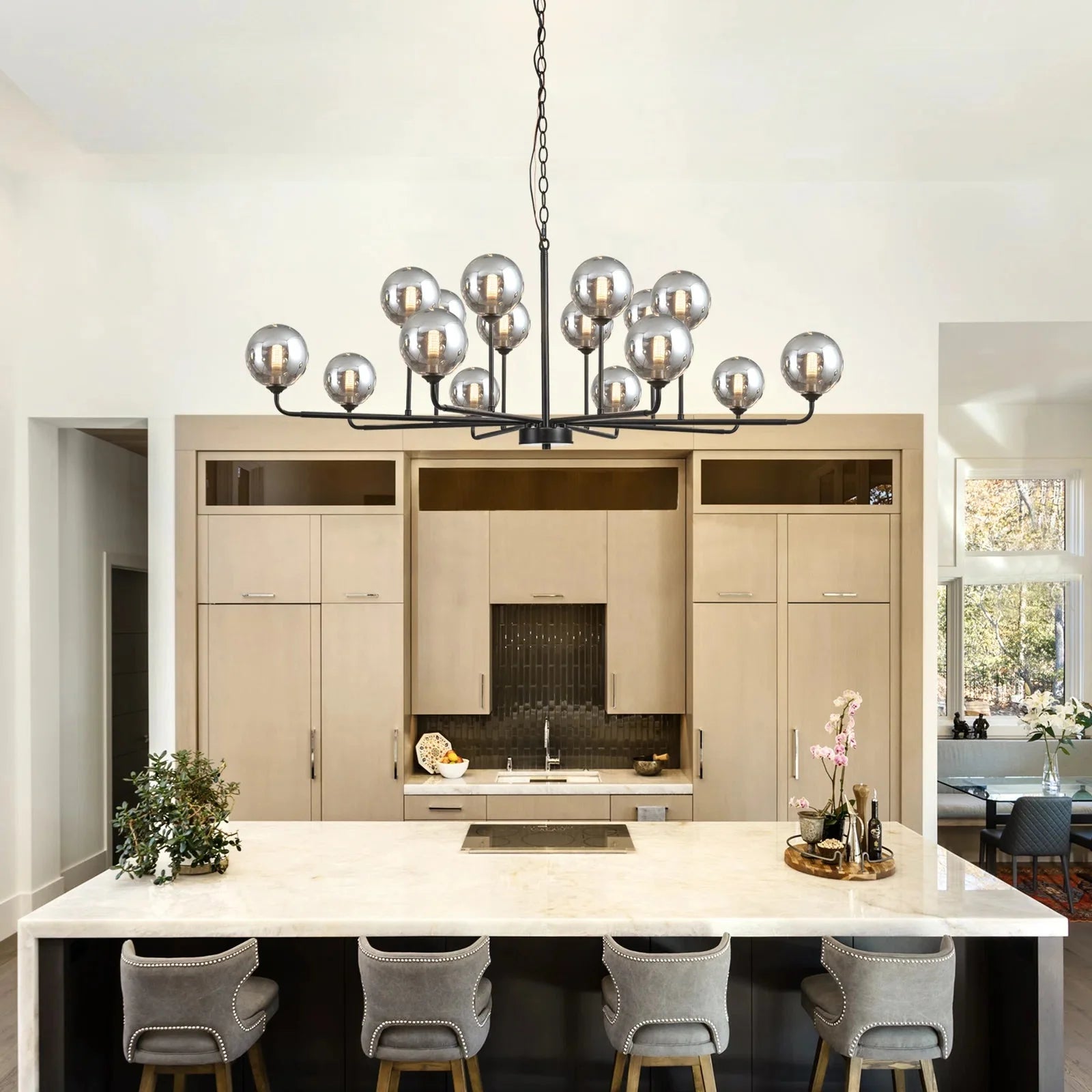 Celta Smoked Glass Sputnik Chandelier - Bling Lighting Studio