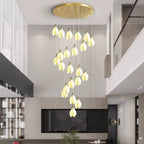 Ceramic Magnolia Staircase Chandelier 6/9/18/36 Lights for high ceiling staircase and foyer lighting