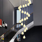 Ceramic Magnolia Staircase Chandelier 6/9/18/36 Lights for high ceiling staircase and foyer lighting