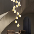 Ceramic Magnolia Staircase Chandelier 6/9/18/36 Lights for high ceiling staircase and foyer lighting